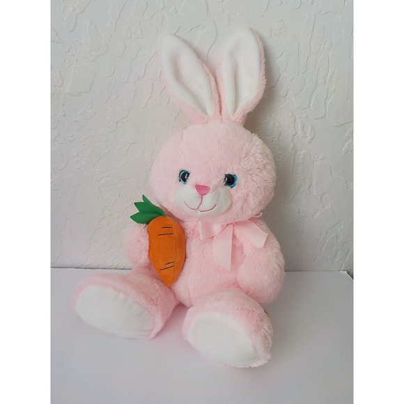 Hug Fun Pink Bunny Rabbit with Carrot 20" Plush Stuffed Animal Toy Very Soft - Picture 1 of 7
